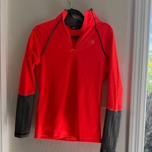 The North Face Red & Gray Long Sleeve Half-Zip Performance Top